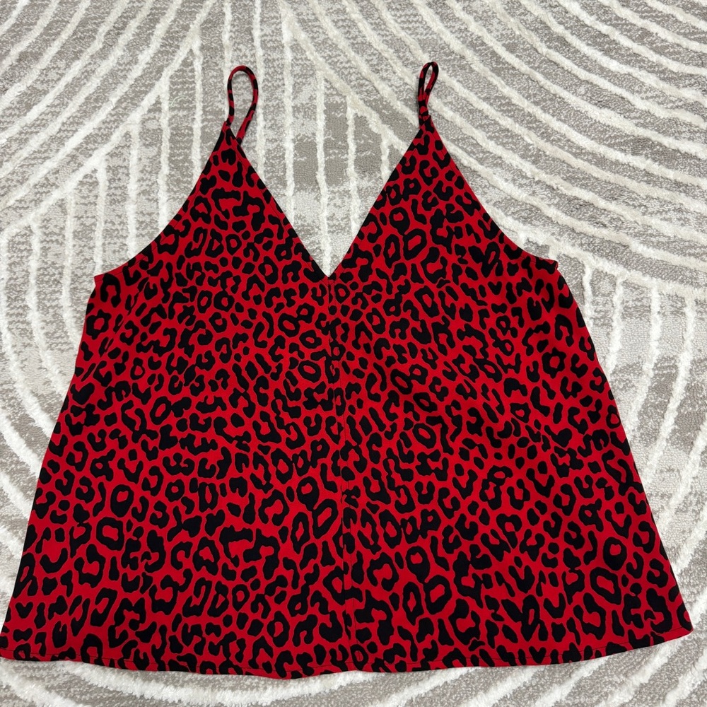 Red leopard cheetah print tank top